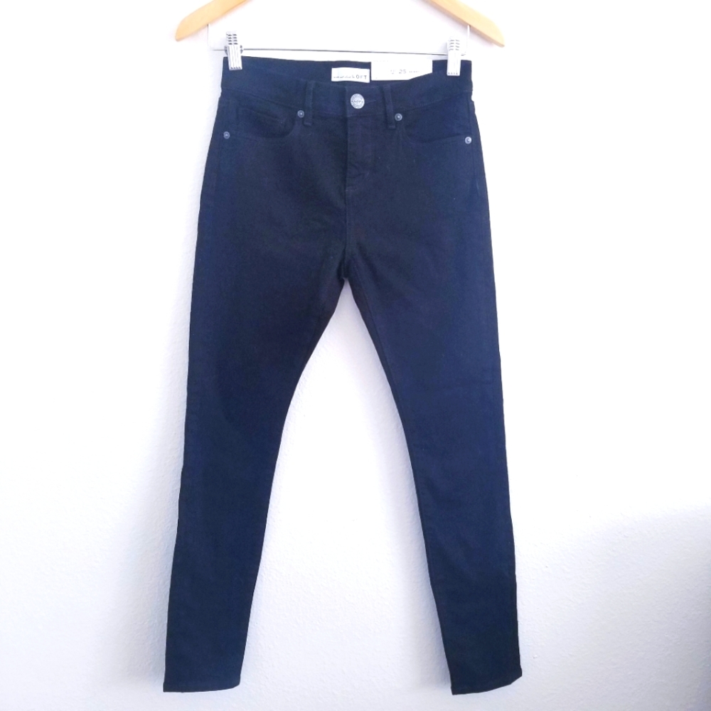 Ann Taylor Loft High Waist Skinny Jeans Women's Size 25 Black Stretch Denim